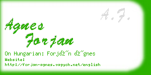 agnes forjan business card